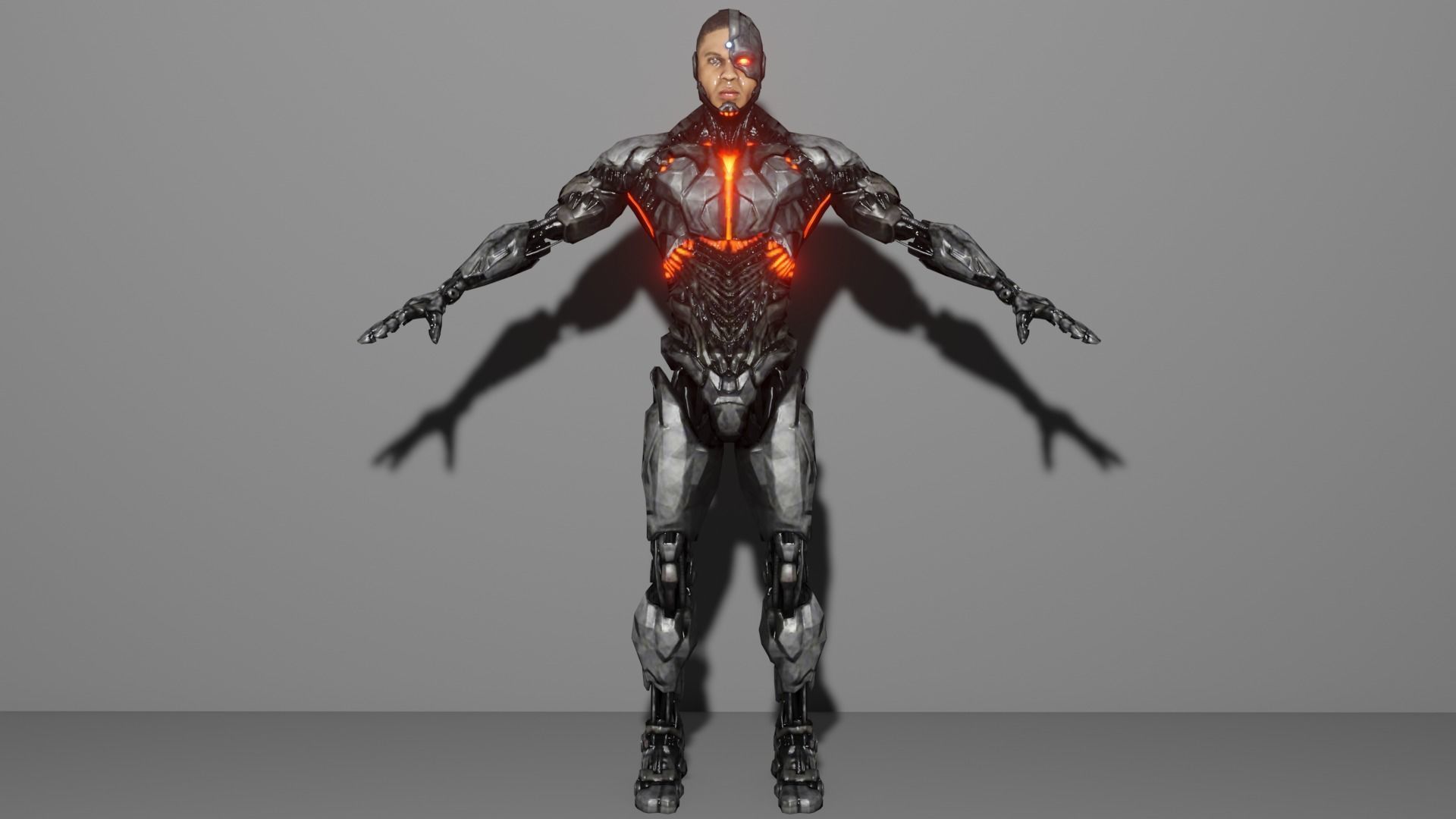 Cyborg man in futuristic suit 3D model_2