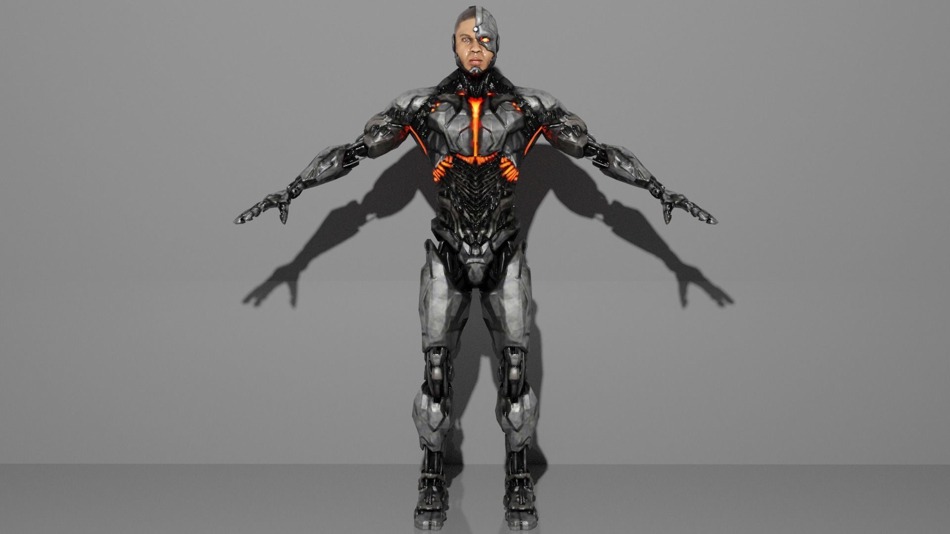 Cyborg man in futuristic suit 3D model_1