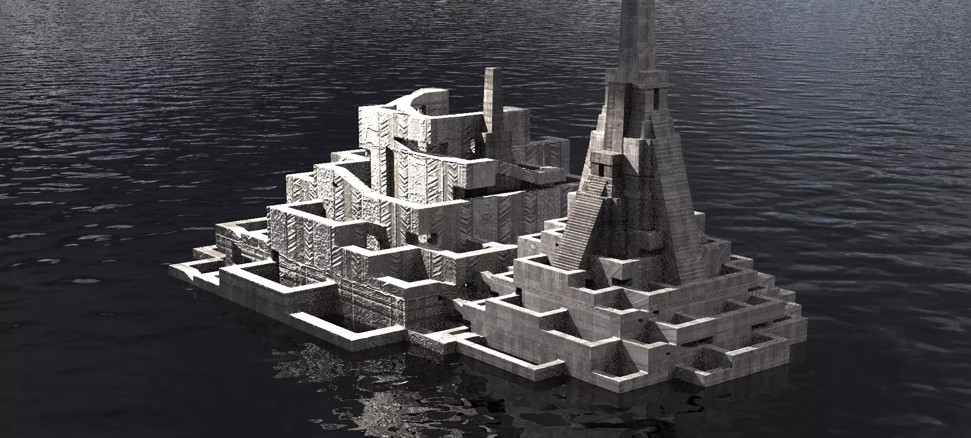 Aztec Ritual Mazes With Pyramid 2 3D model_0