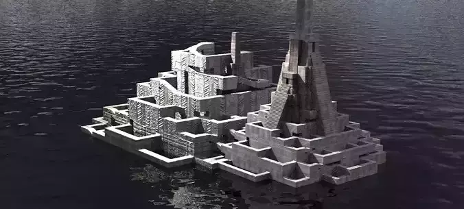 Aztec Ritual Mazes With Pyramid 2 3D model