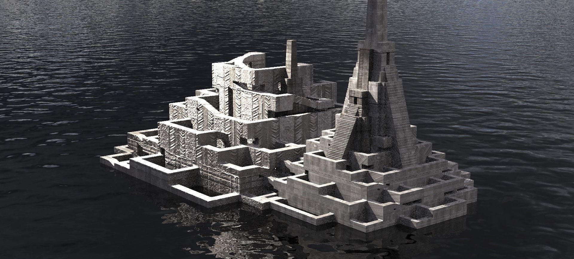 Aztec Ritual Mazes With Pyramid 2 3D model_1