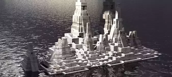 Aztec Ritual Mazes With Pyramid 3 3D model