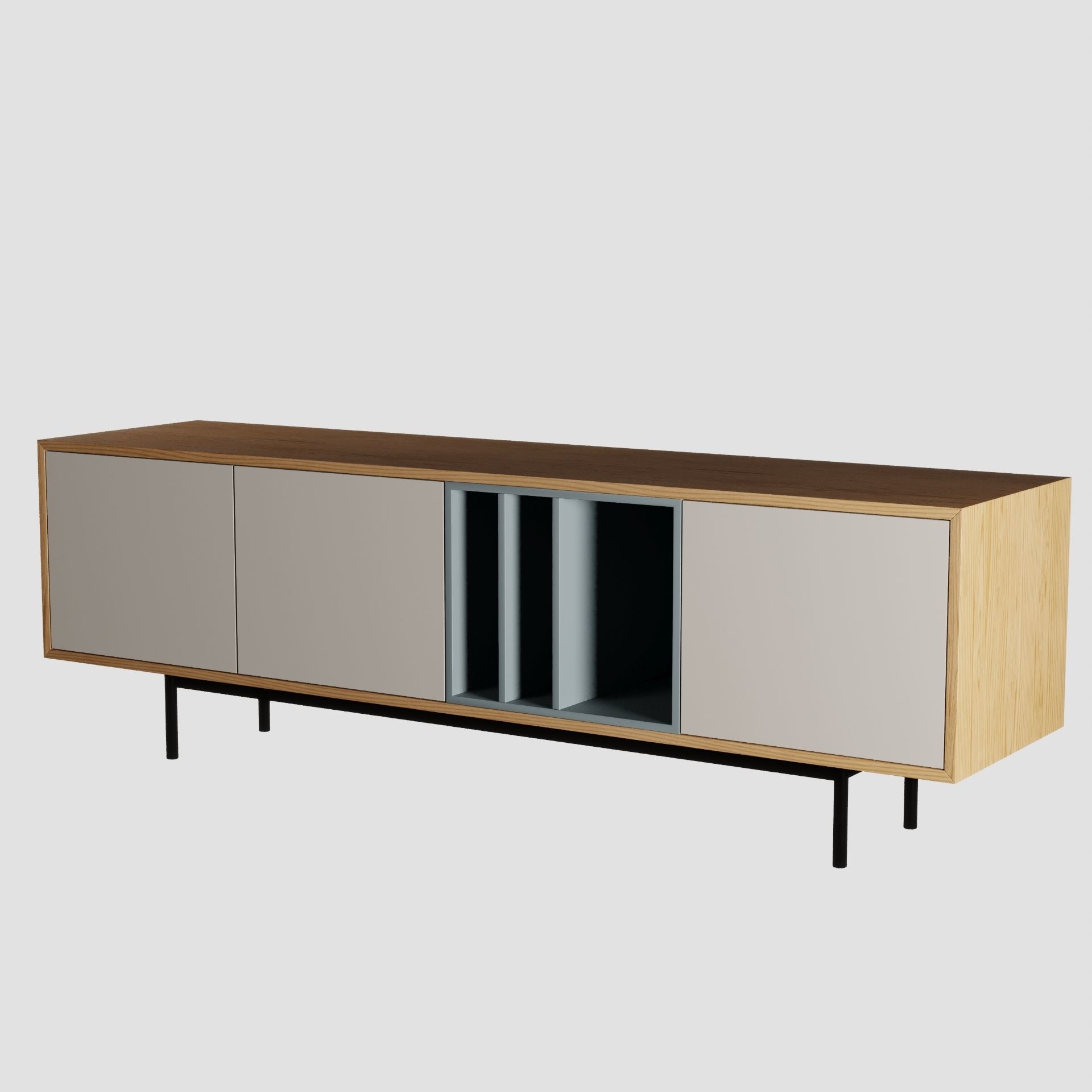 Light Wooden Console 3D model_2