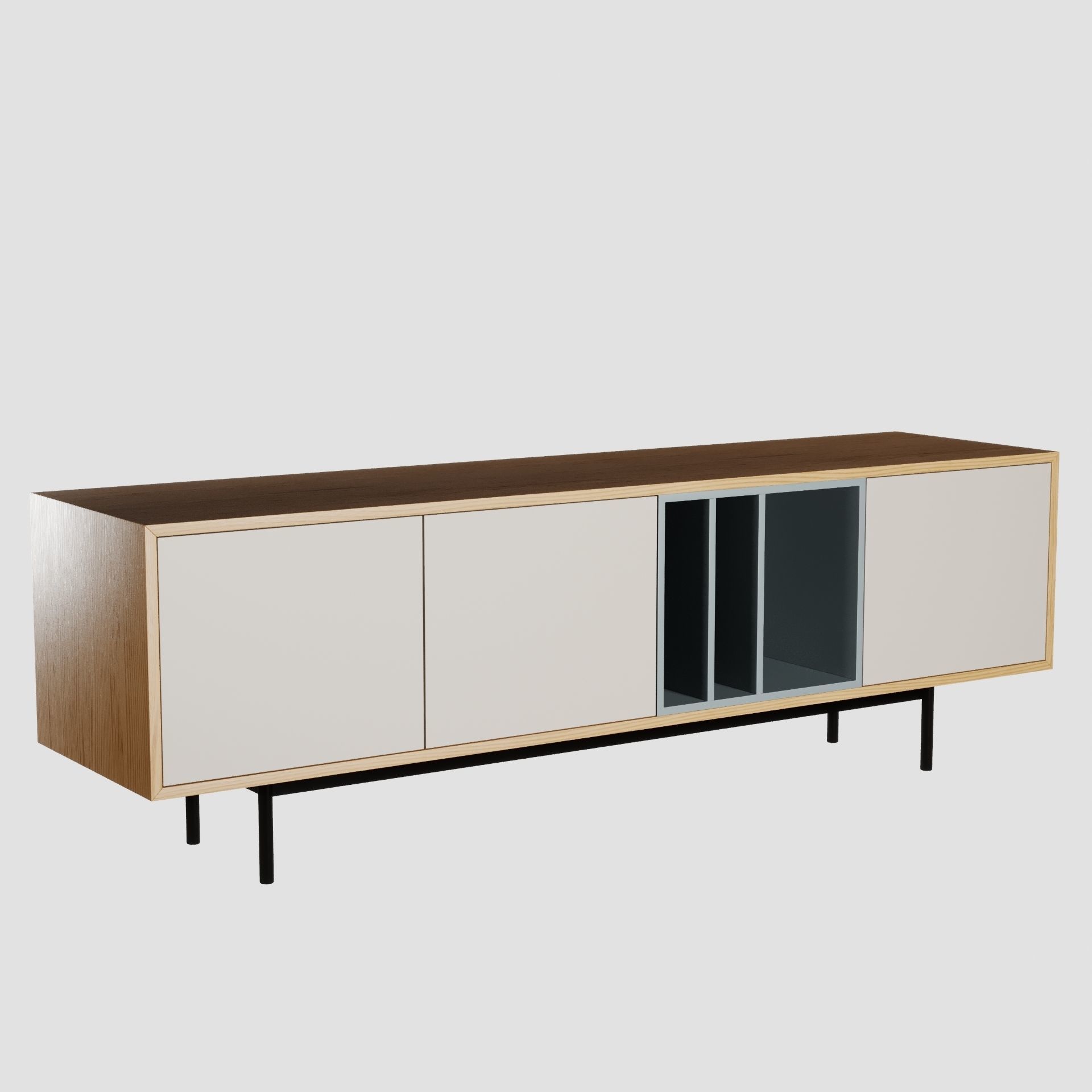 Light Wooden Console 3D model_1