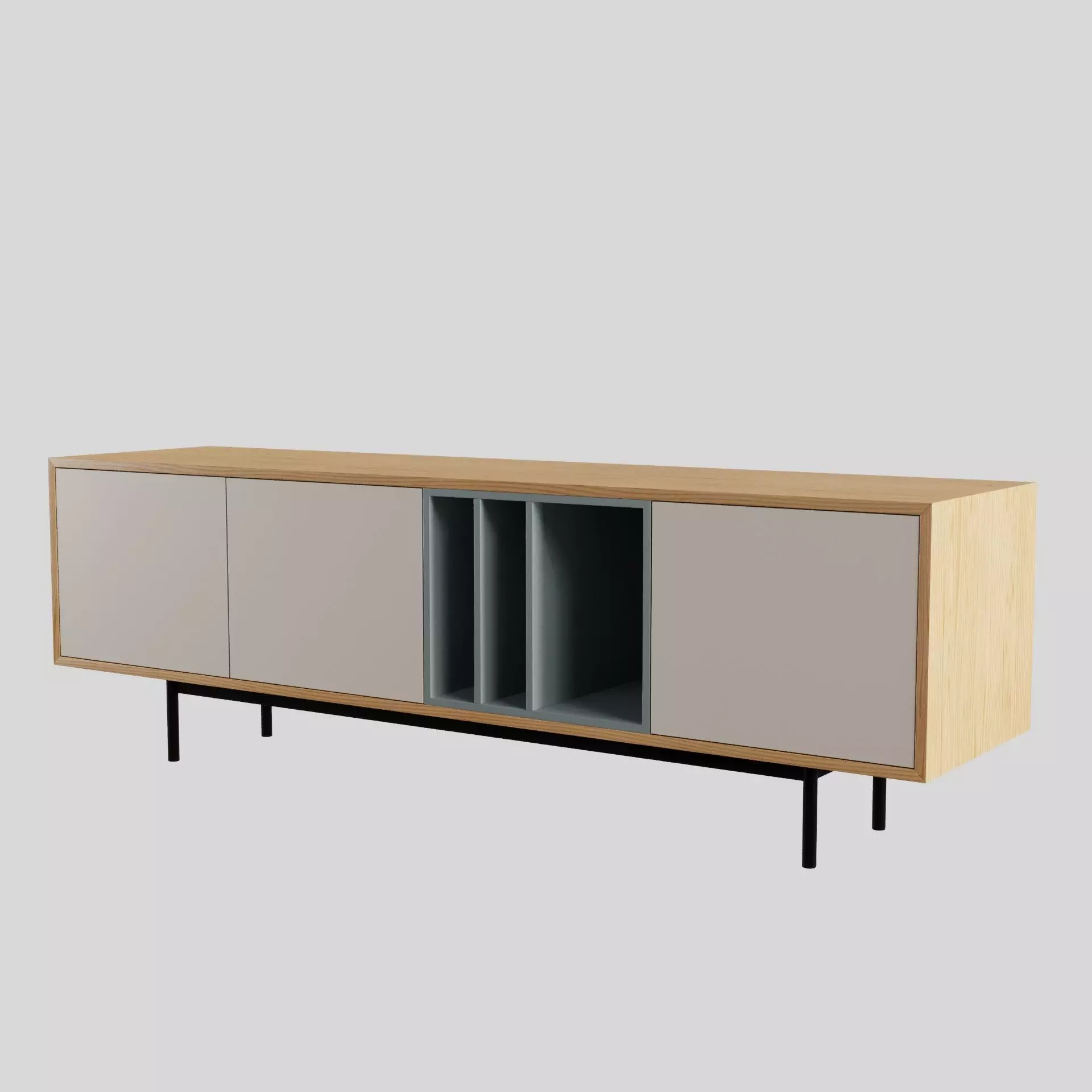 Light Wooden Console 3D model_0