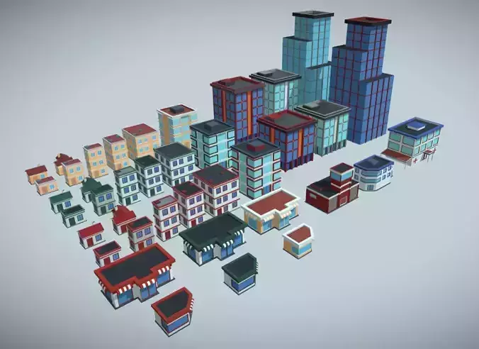 Low poly houses pack