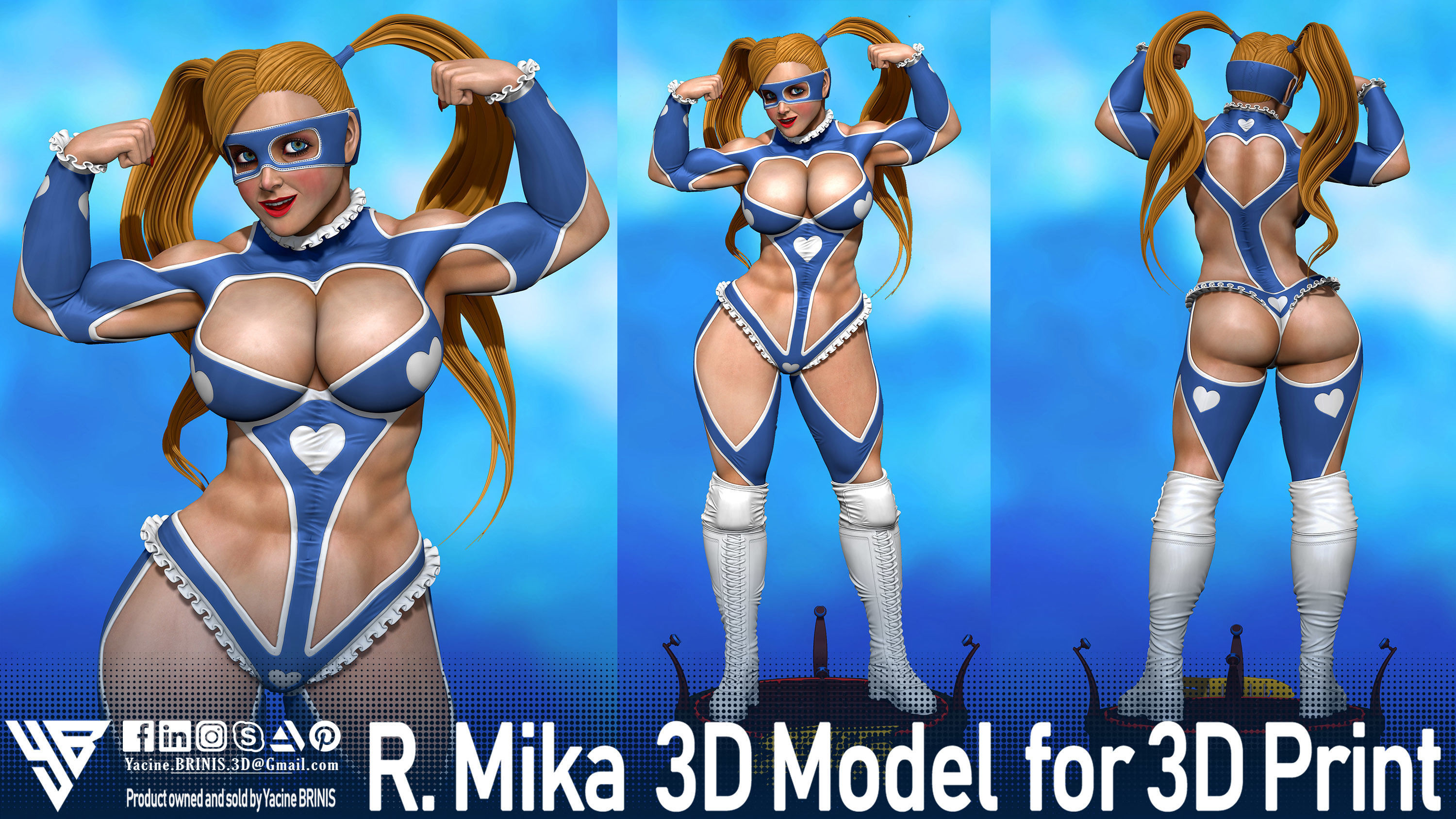 R Mika Street Fighter 3D Model 3D print model_25
