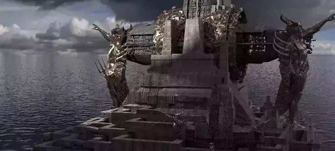 Ancient gods Maze Temple dungeon Kit bash 3D model