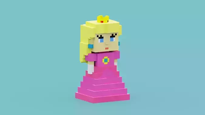 Voxel Princess Peach Low-poly 3D model