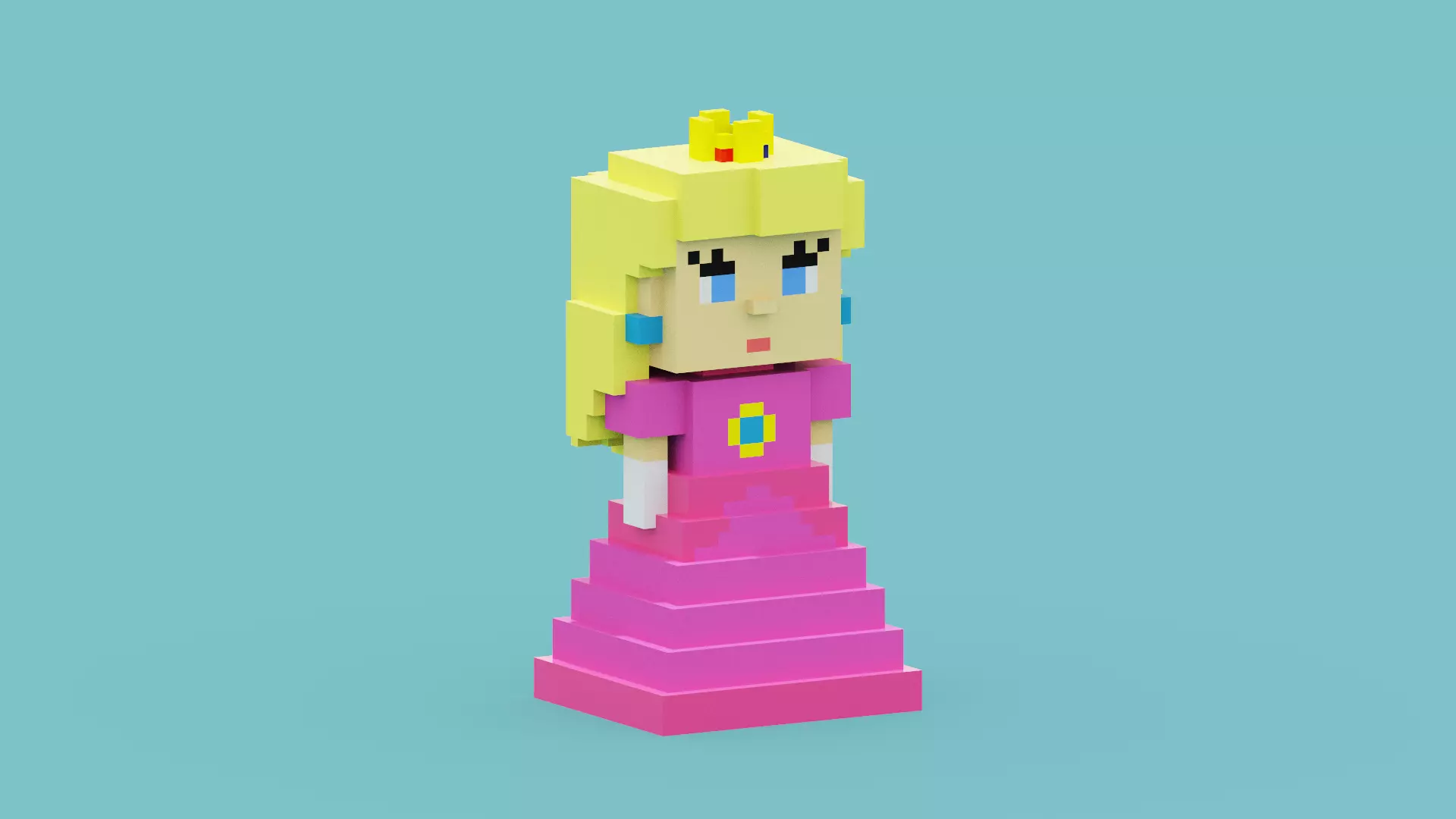 Voxel Princess Peach Low-poly 3D model