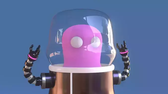 Pink Alien rigged Character