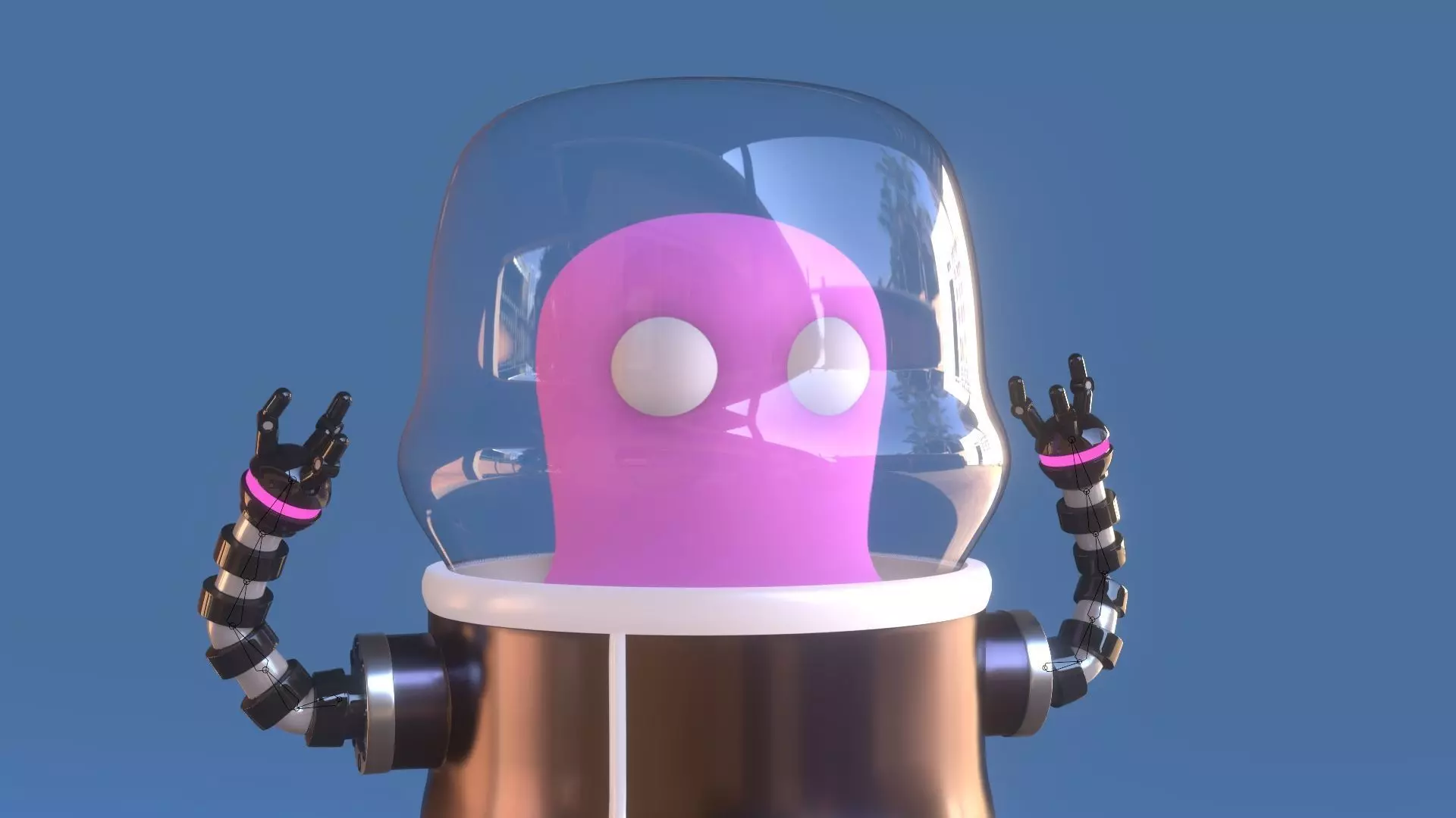 Pink Alien rigged Character Low-poly 3D model