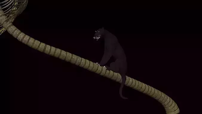 Black Panther Jumping on Plam Tree 3D model