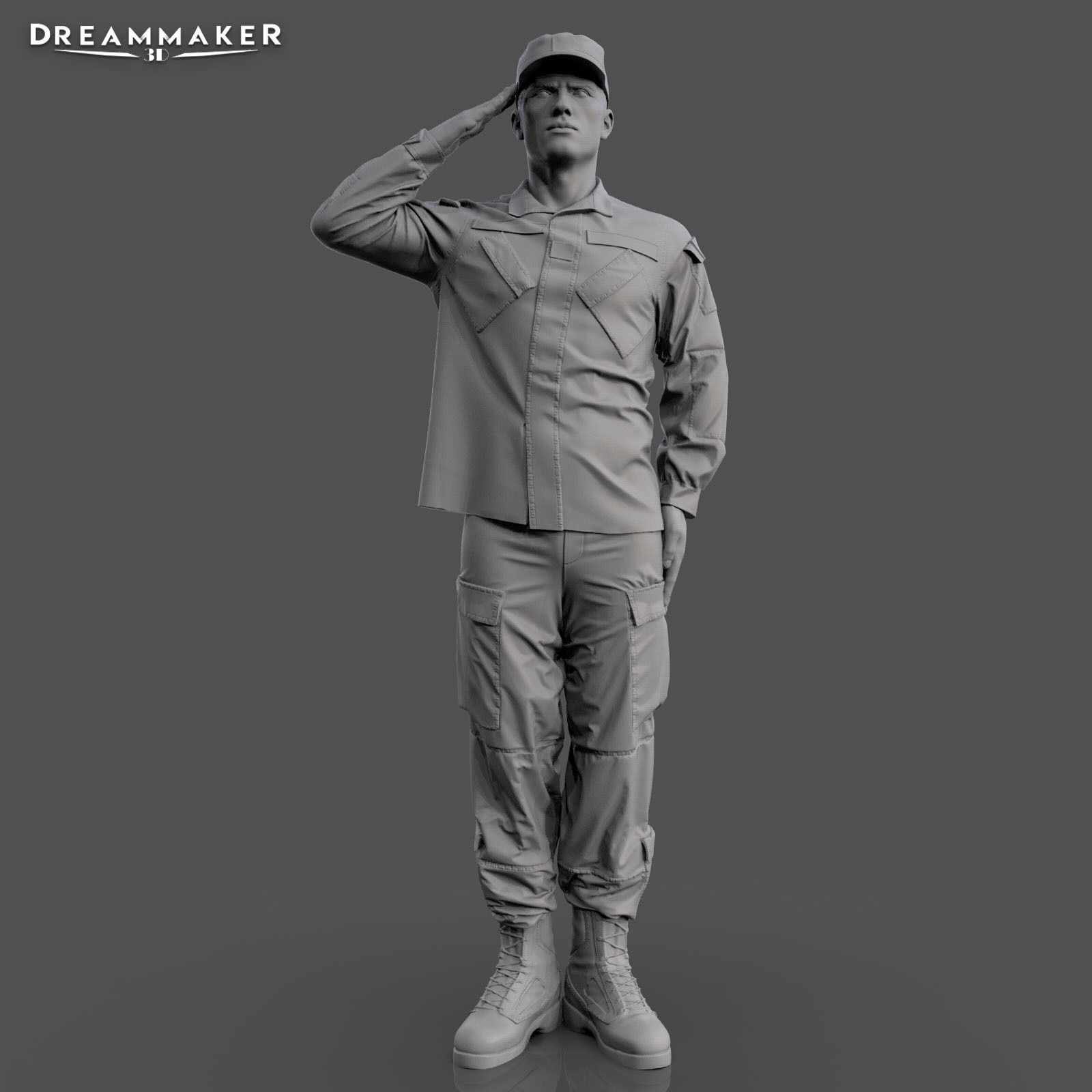 Soldier in military salute pose 3D print model_19