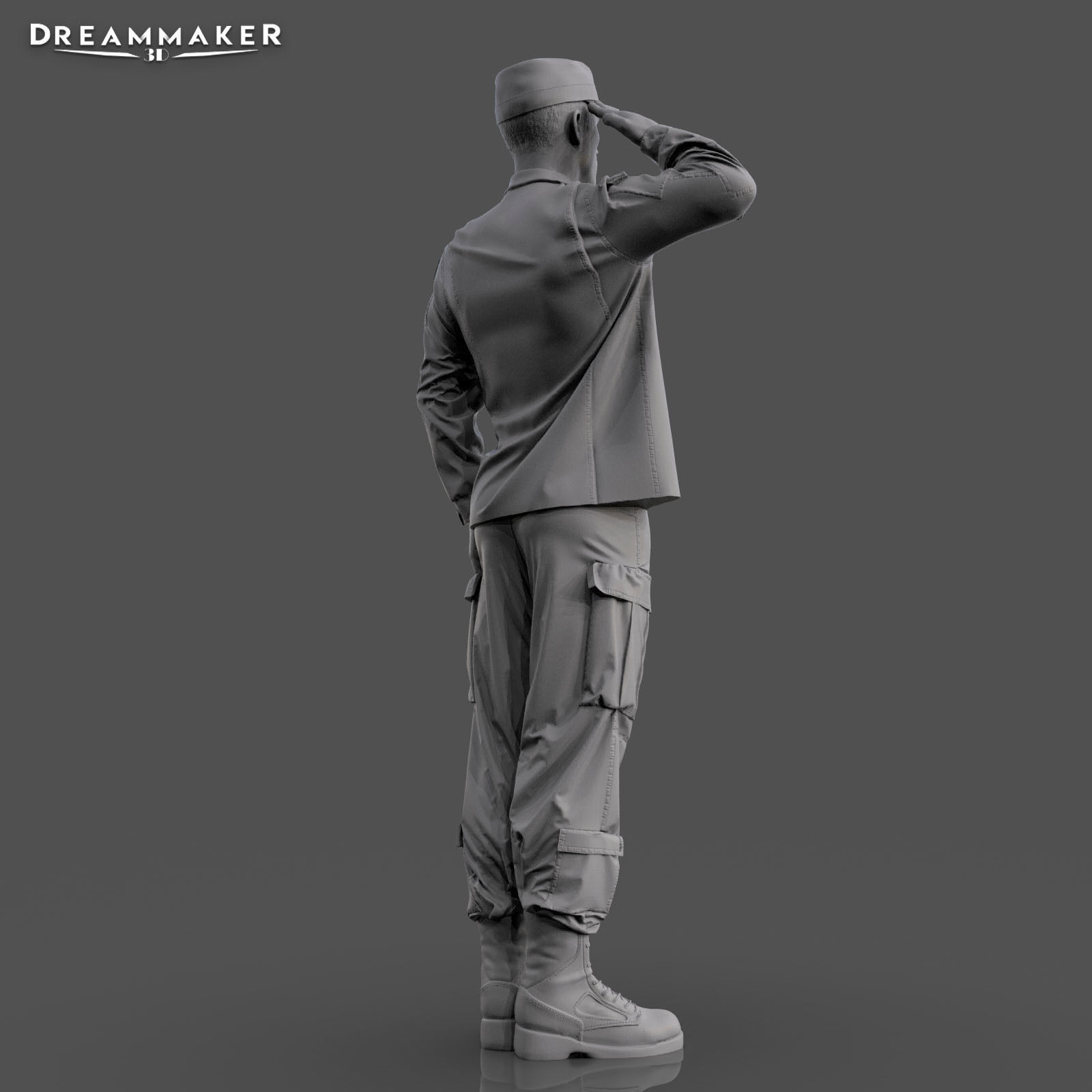 Soldier in military salute pose 3D print model_6