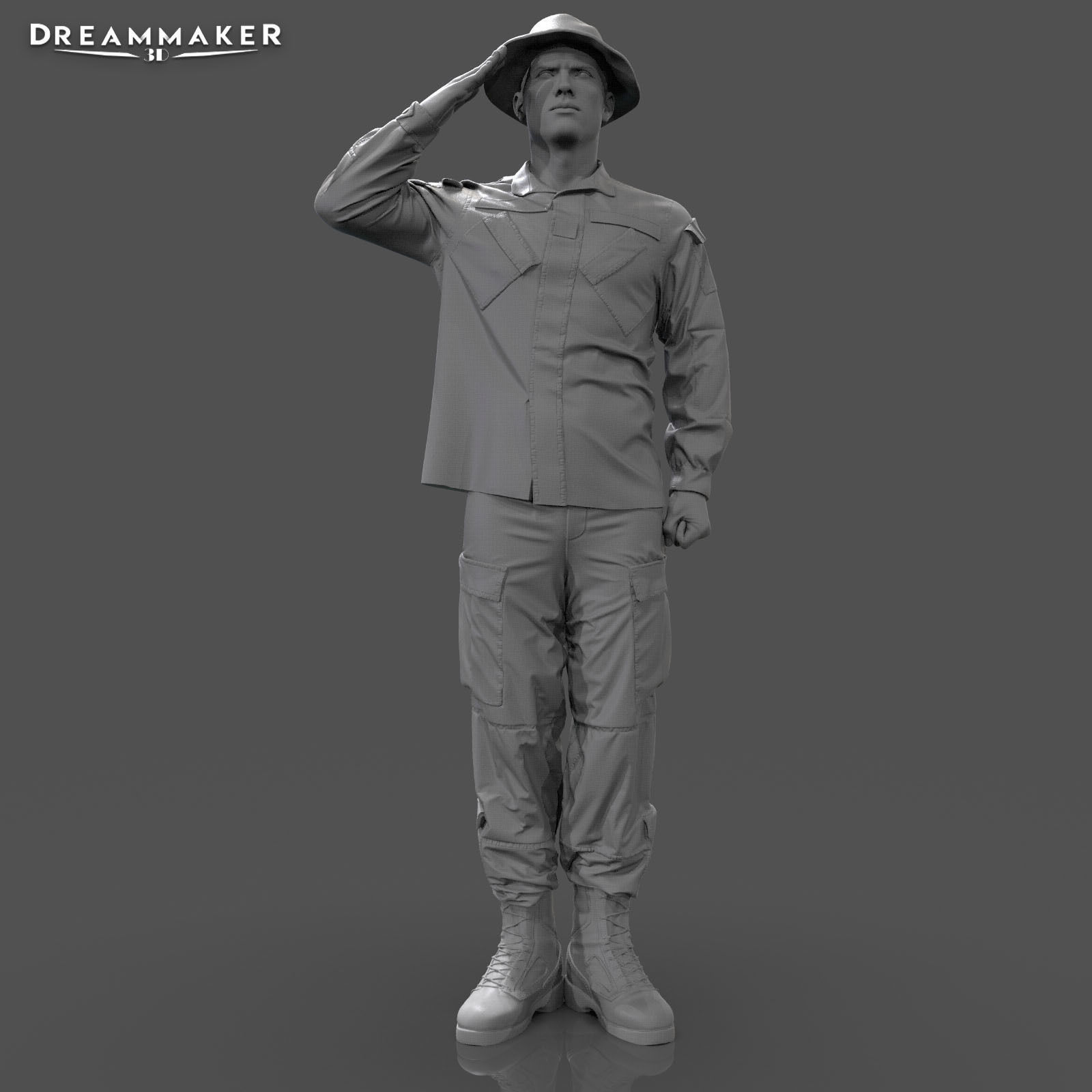 Soldier in military salute pose 3D print model_13