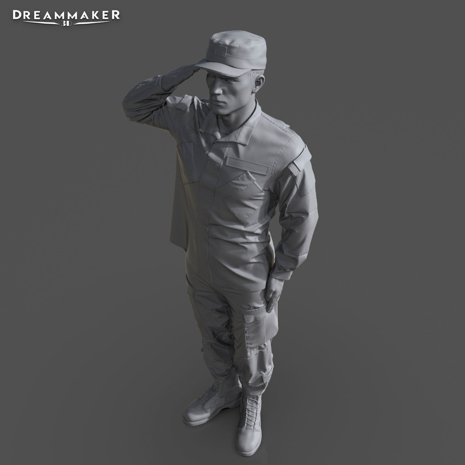 Soldier in military salute pose 3D print model_23