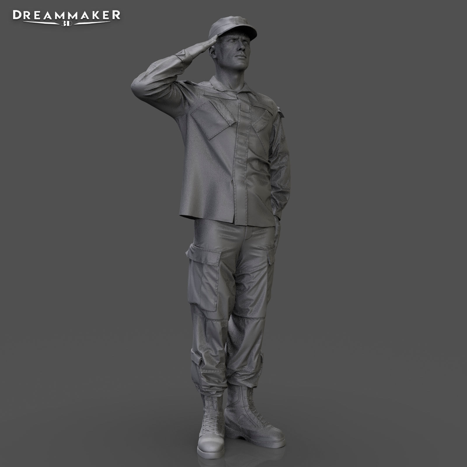 Soldier in military salute pose 3D print model_21