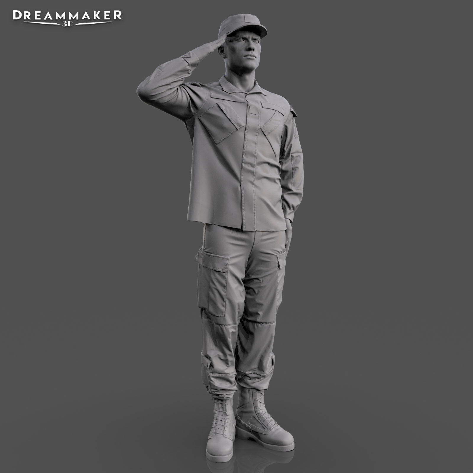 Soldier in military salute pose 3D print model_15
