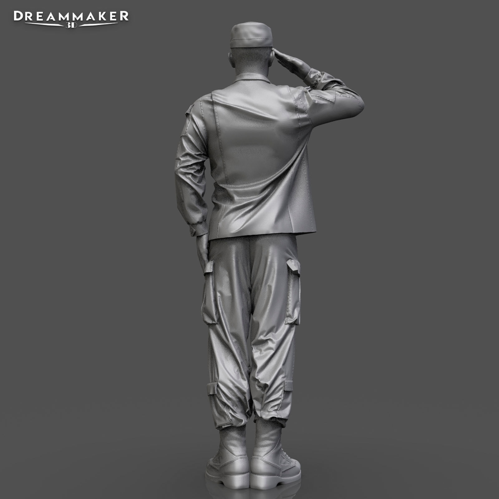 Soldier in military salute pose 3D print model_7