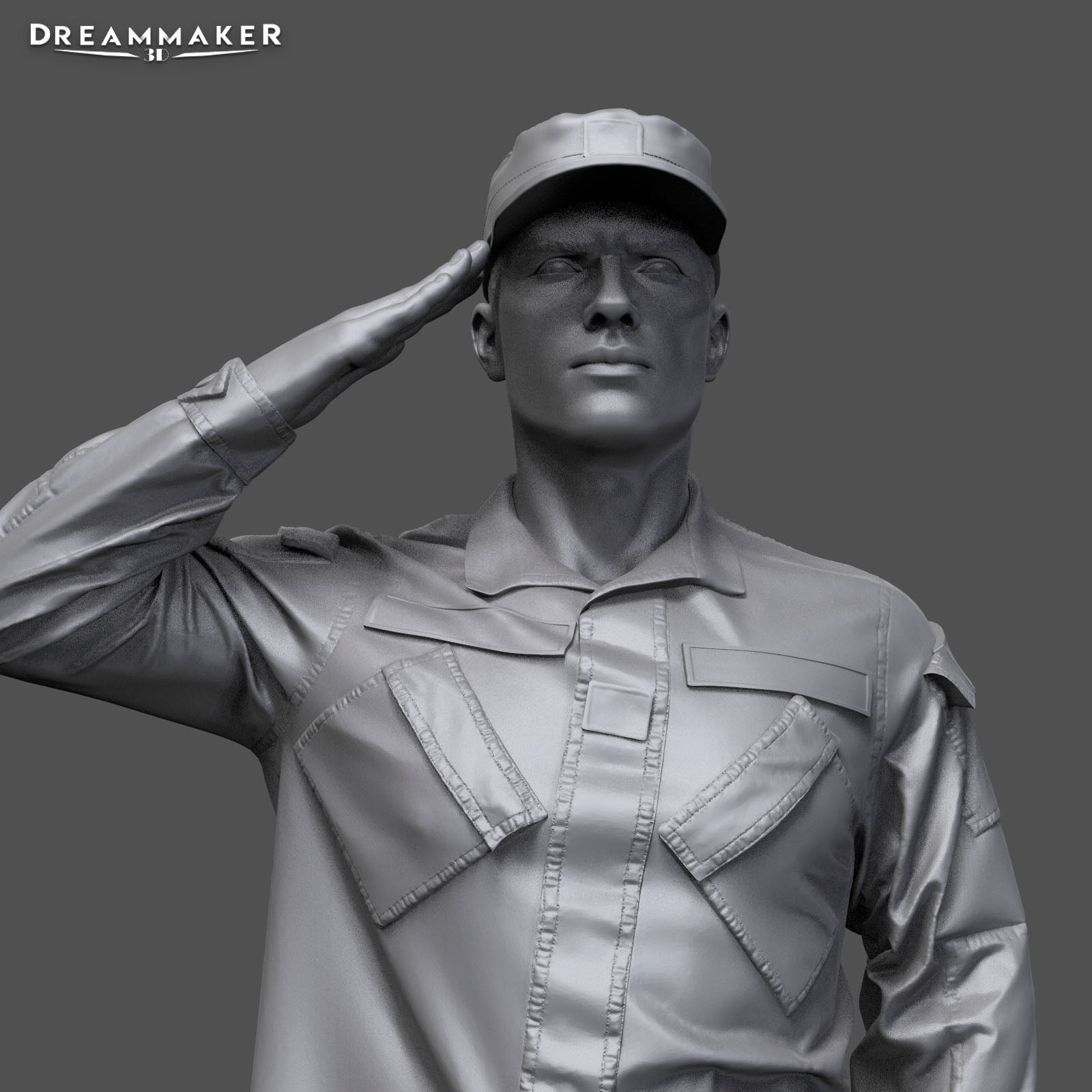 Soldier in military salute pose 3D print model_20