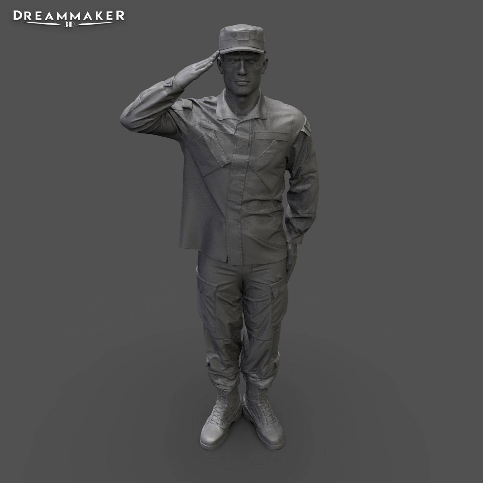 Soldier in military salute pose 3D print model_8