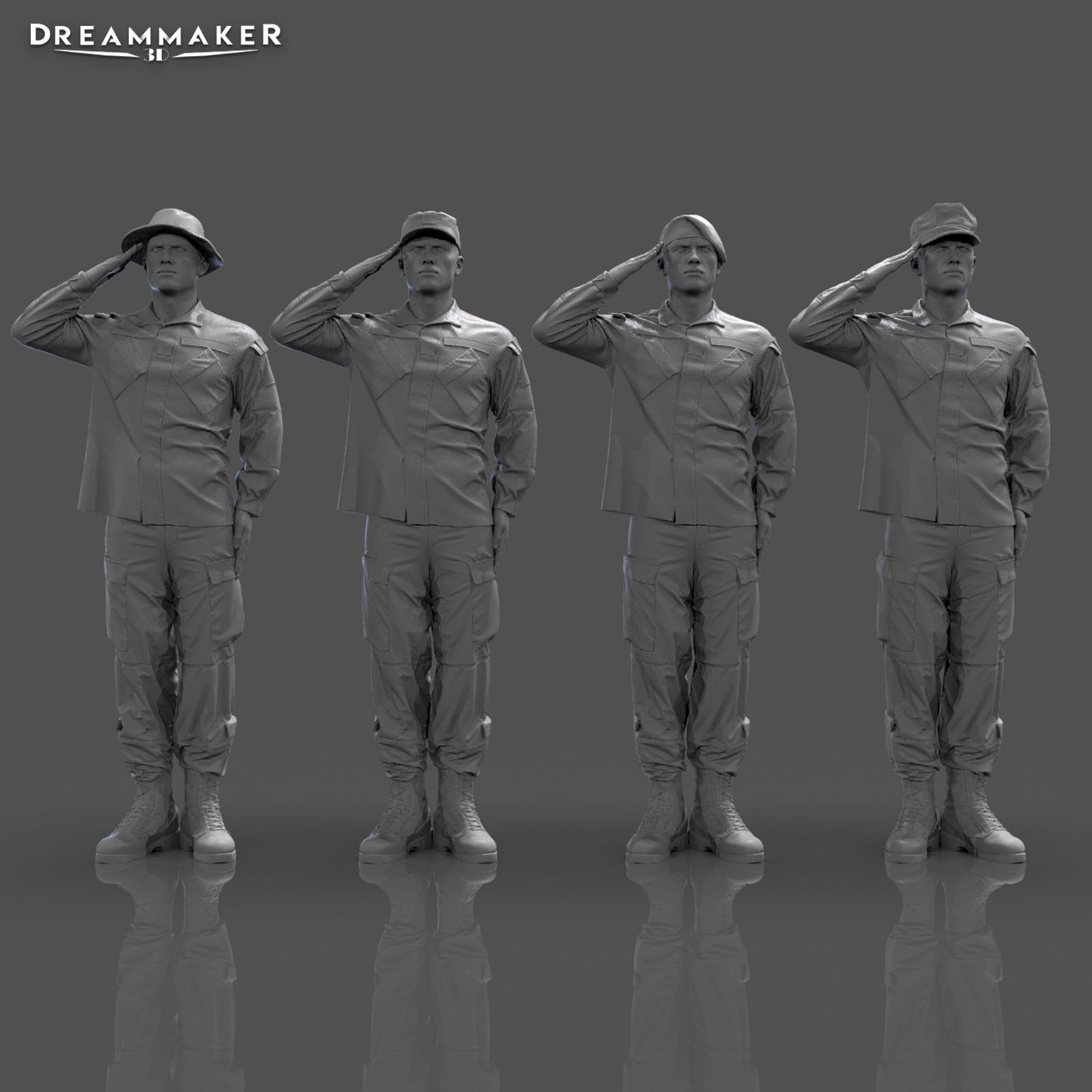 Soldier in military salute pose 3D print model_5