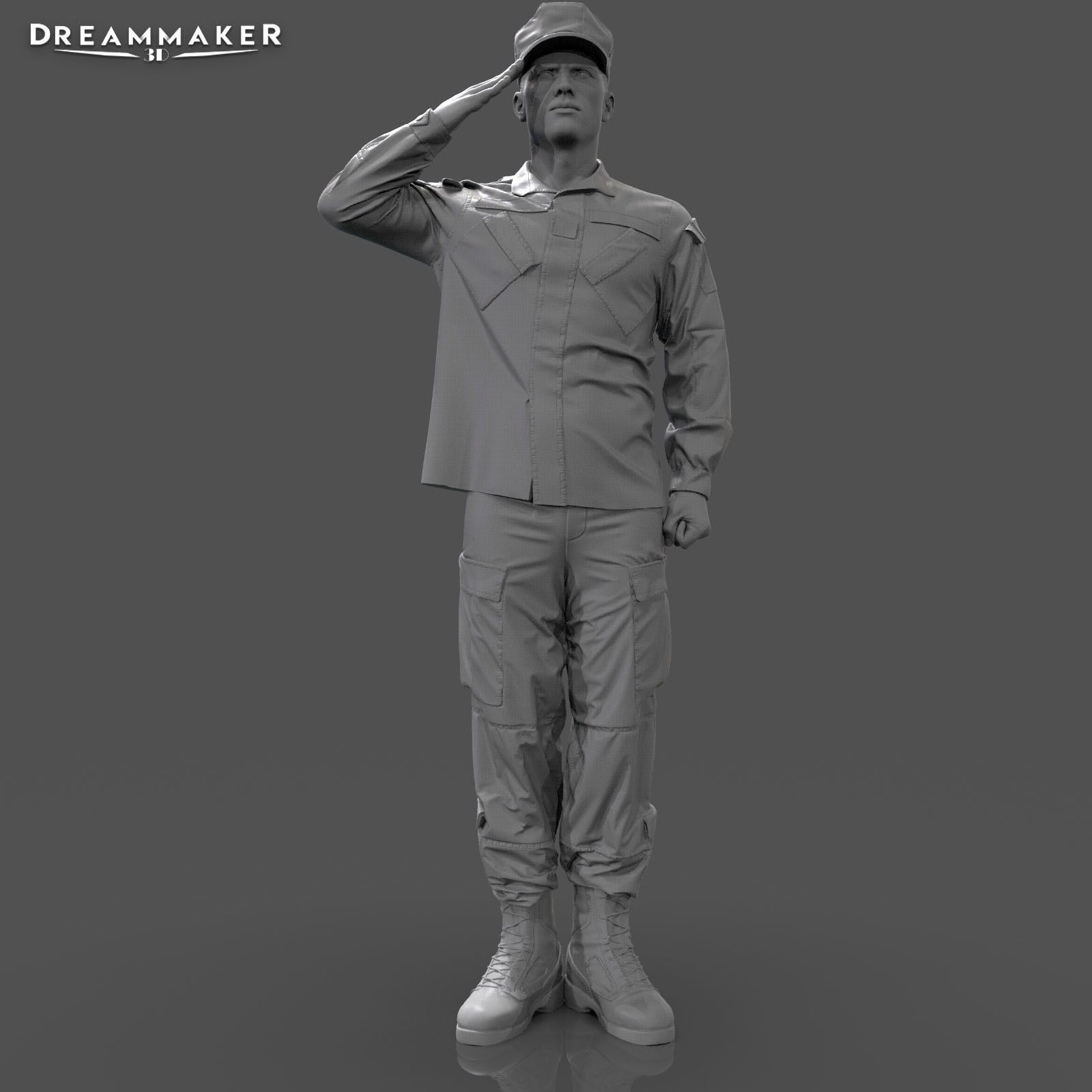 Soldier in military salute pose 3D print model_17