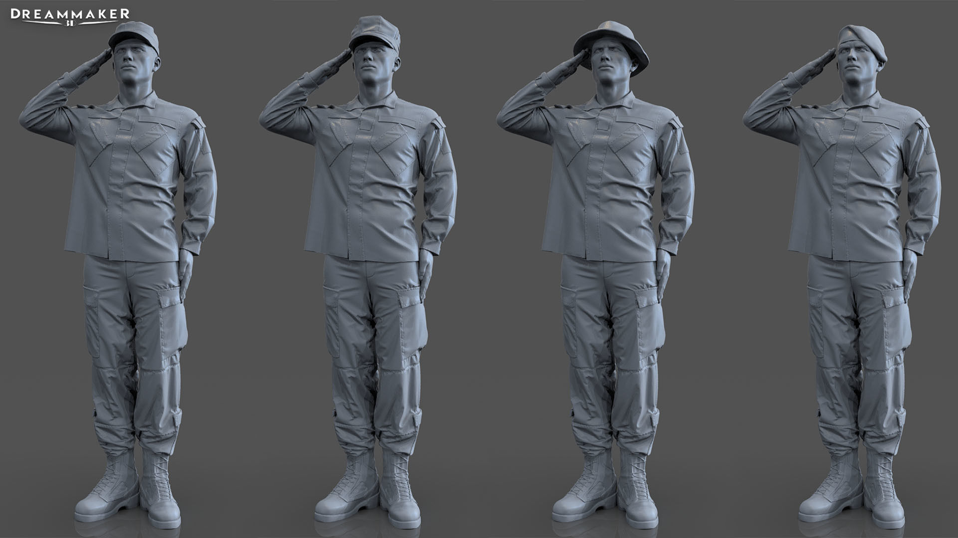Soldier in military salute pose 3D print model_18