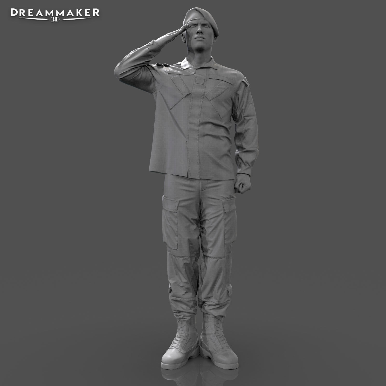 Soldier in military salute pose 3D print model_14