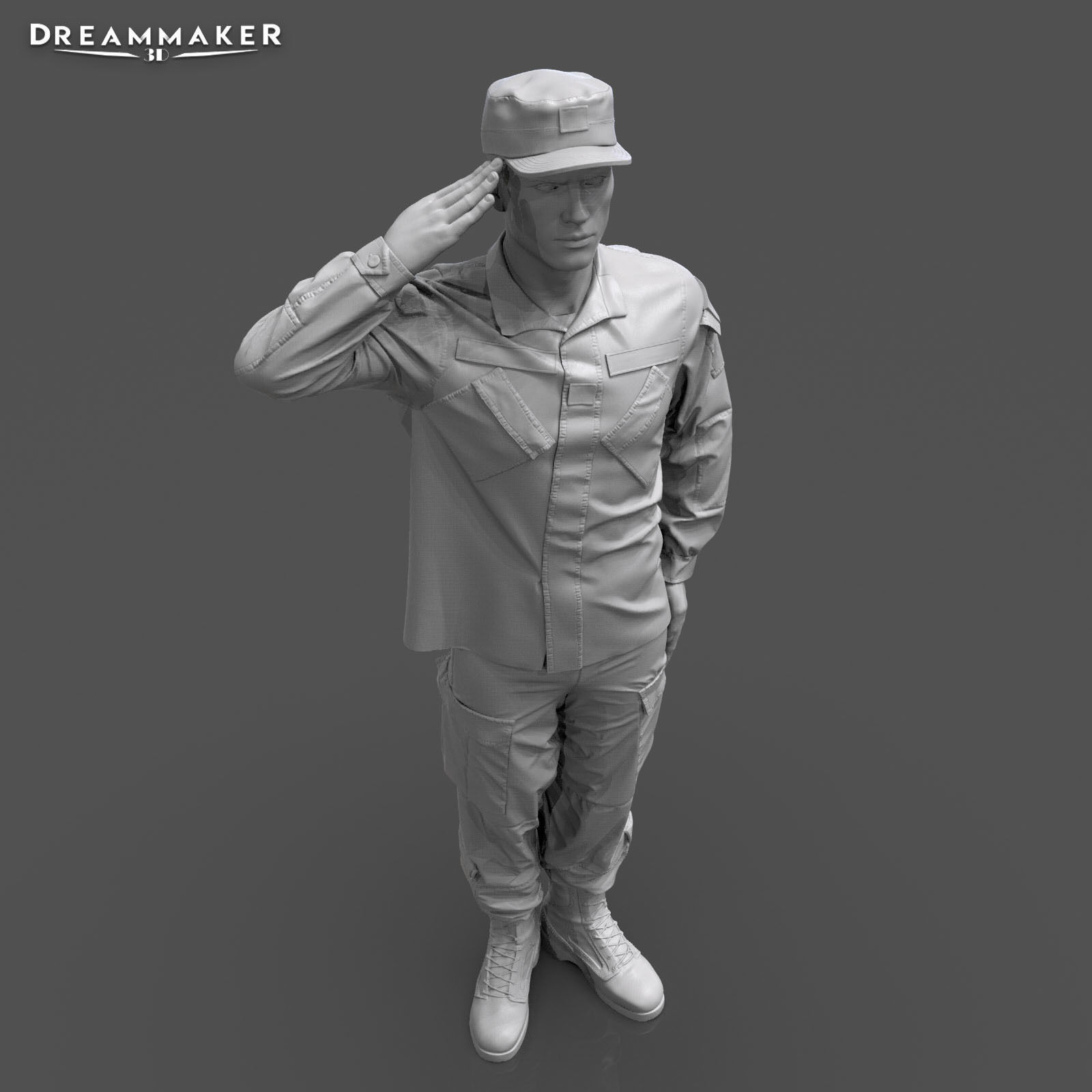 Soldier in military salute pose 3D print model_24