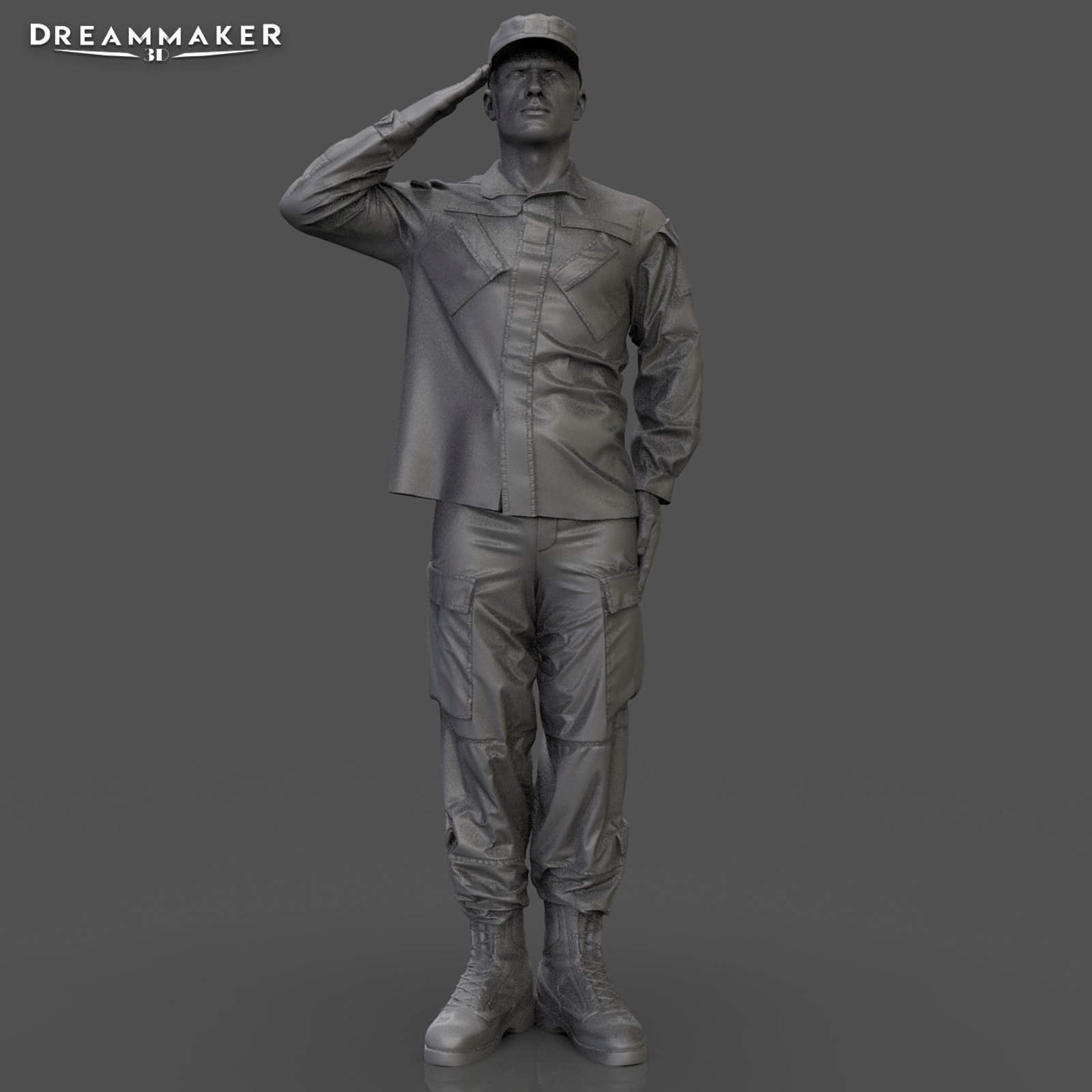 Soldier in military salute pose 3D print model_22