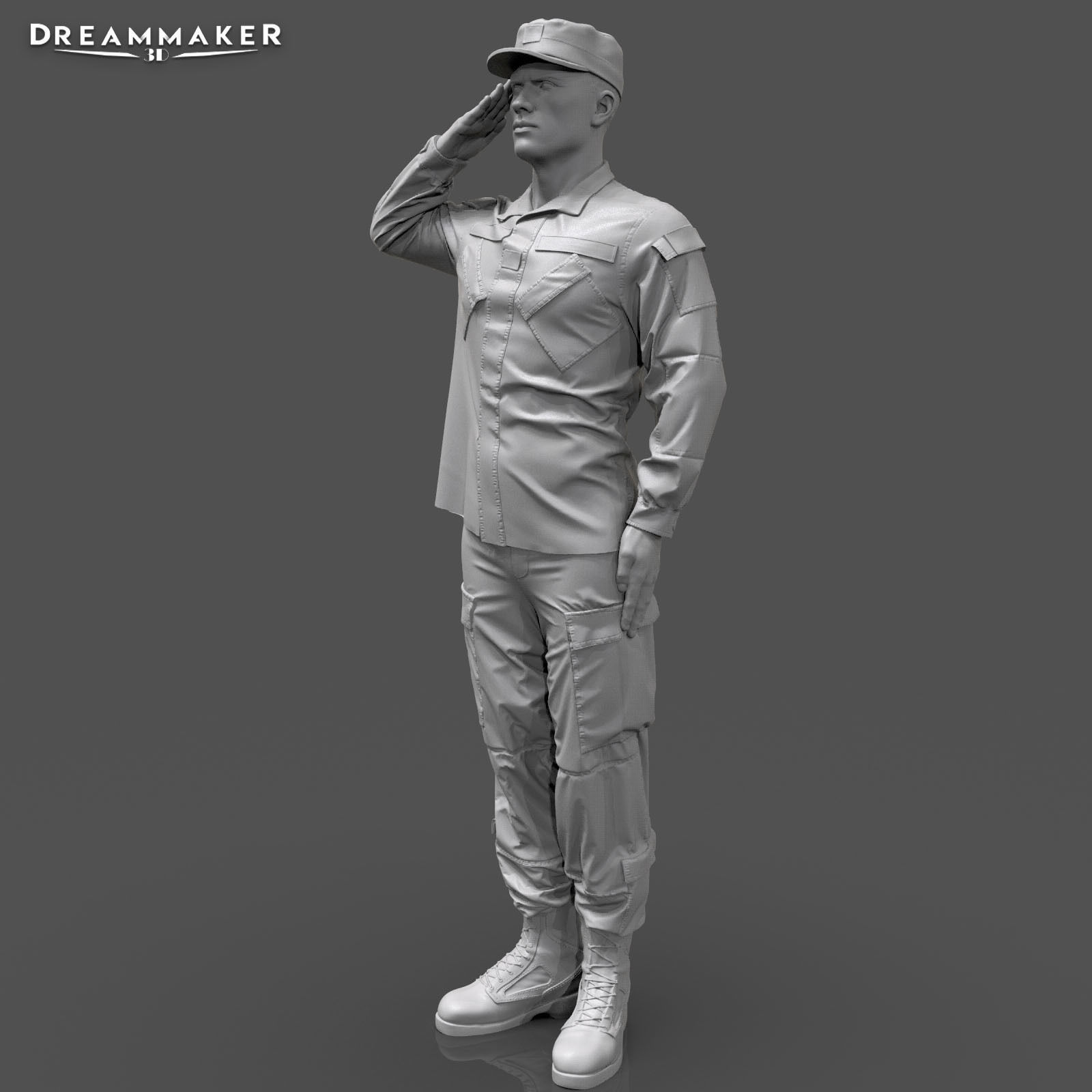 Soldier in military salute pose 3D print model_4