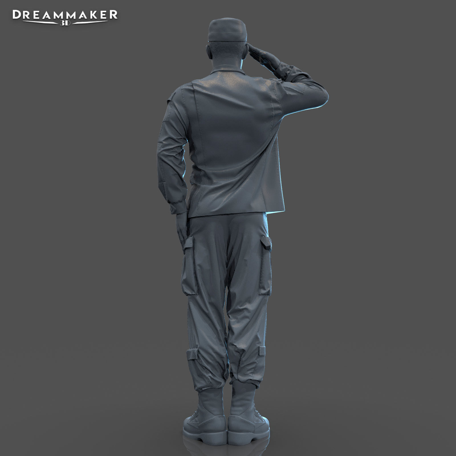 Soldier in military salute pose 3D print model_9