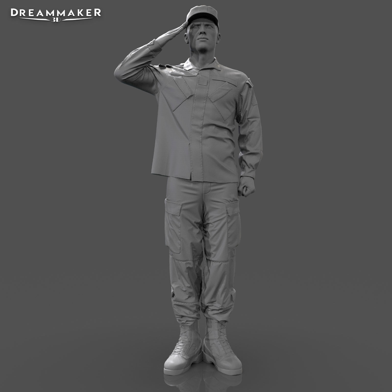 Soldier in military salute pose 3D print model_16