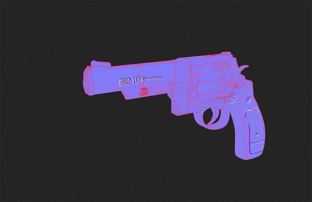 Modern Revolver 1 Low-poly 3D model_4