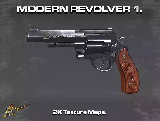 Modern Revolver 1 Low-poly 3D model