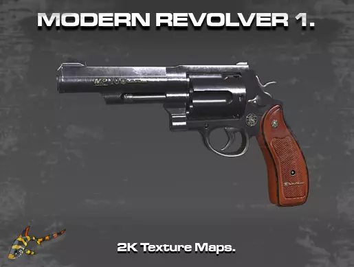 Modern Revolver 1 Low-poly 3D model_0