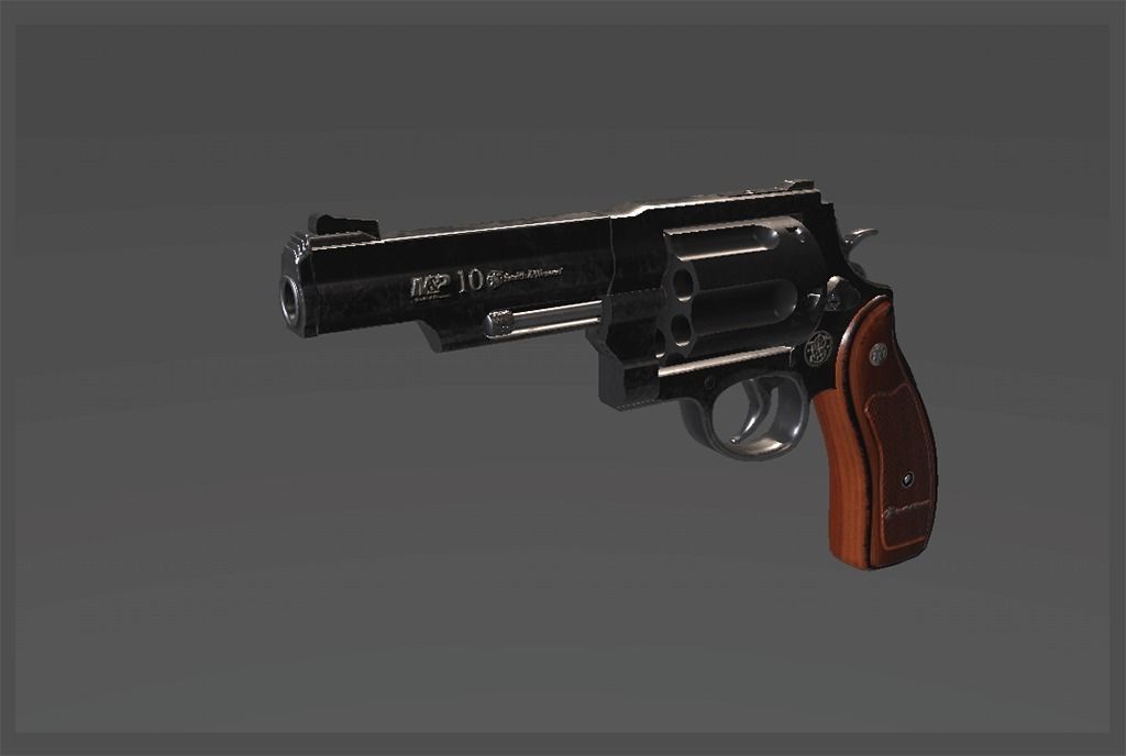 Modern Revolver 1 Low-poly 3D model_2