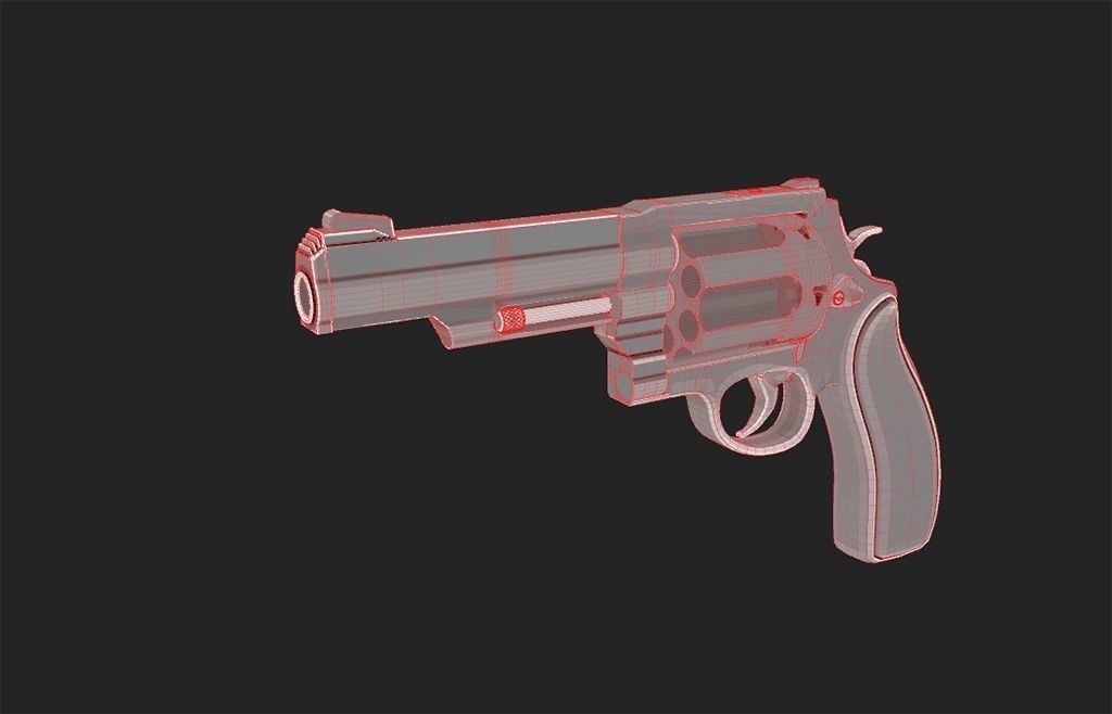 Modern Revolver 1 Low-poly 3D model_3