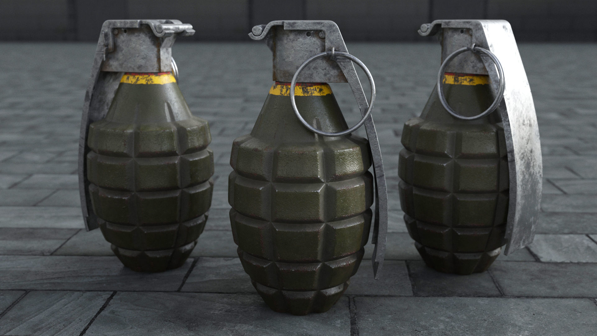 Hand Grenade Low-poly 3D model_2