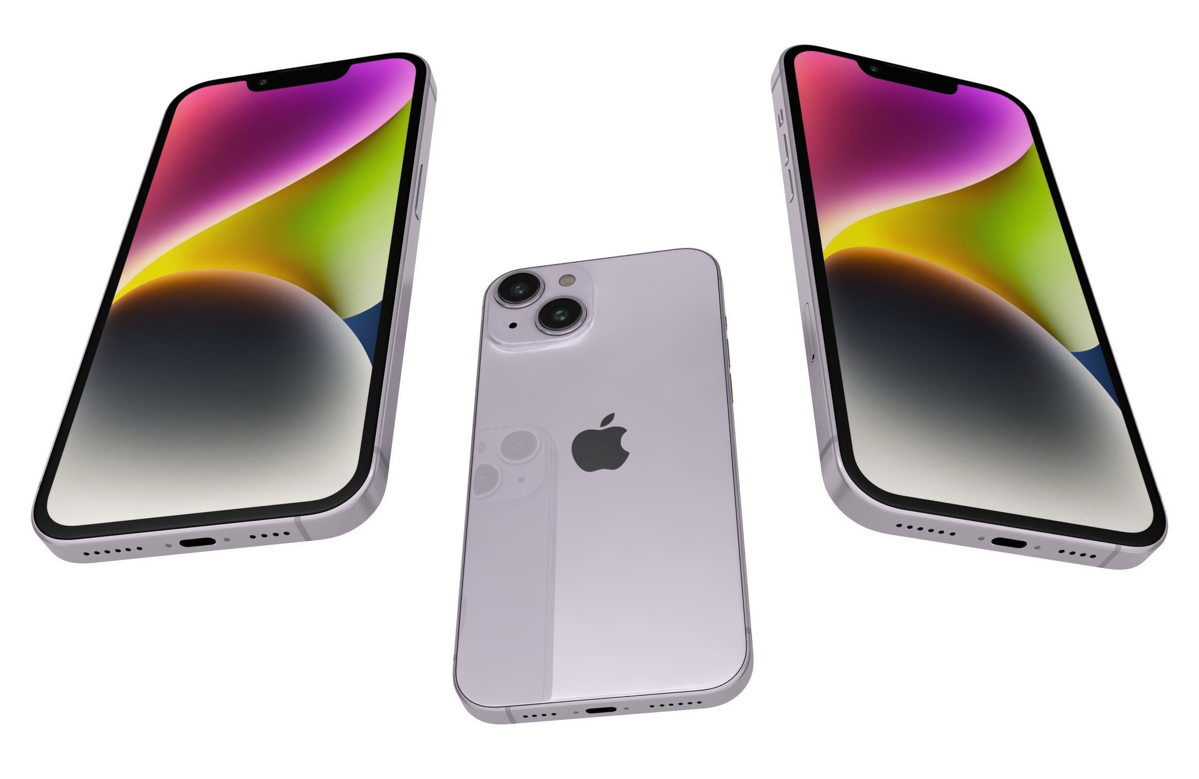 Apple iPhone 14 Purple 3D model_2