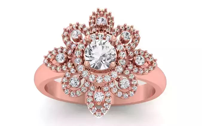 Solitaire Wedding Engagement Women Flower Rings