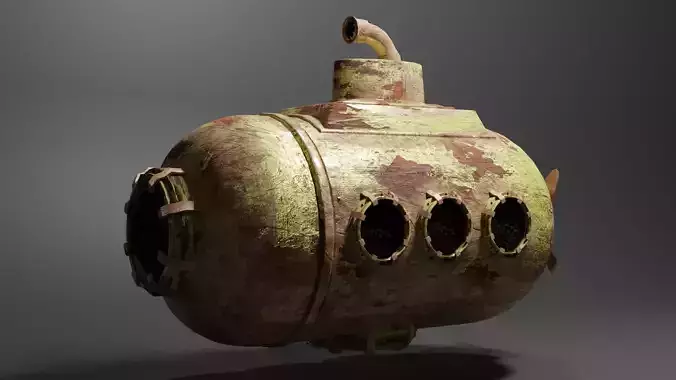 Old Rusty Submarine  3D model
