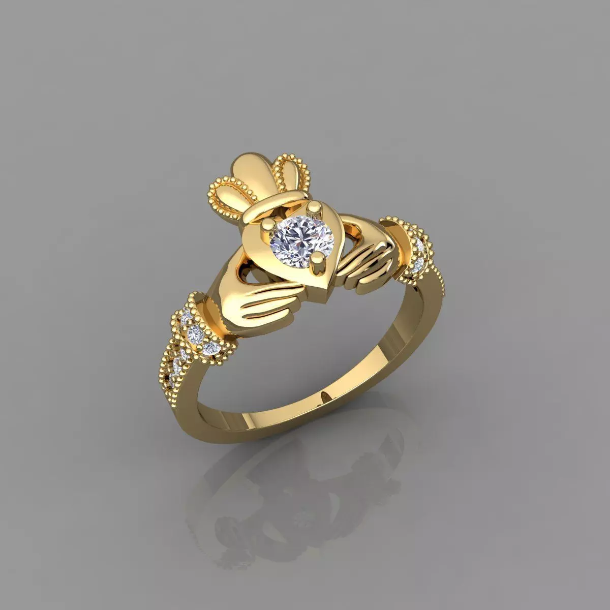 Round Center Hand Ring 3d Model  3D print model_0