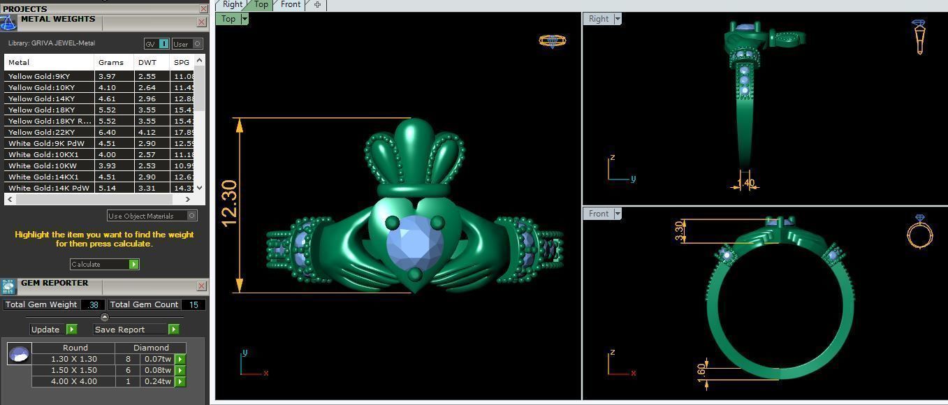 Round Center Hand Ring 3d Model  3D print model_4