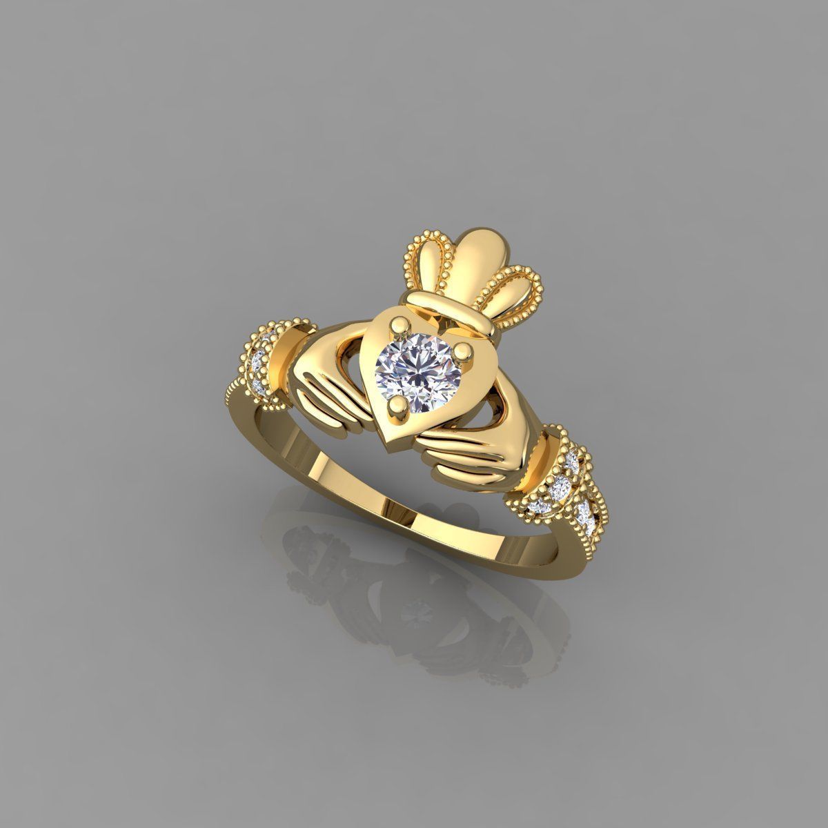 Round Center Hand Ring 3d Model  3D print model_3