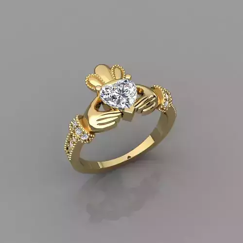1 carat Heart Center Hand Ring 3d Model  3D print model