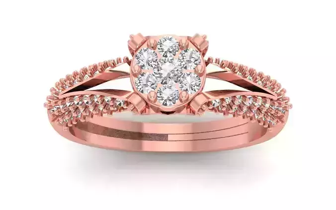 Solitaire Wedding Engagement Women Double Band Rings