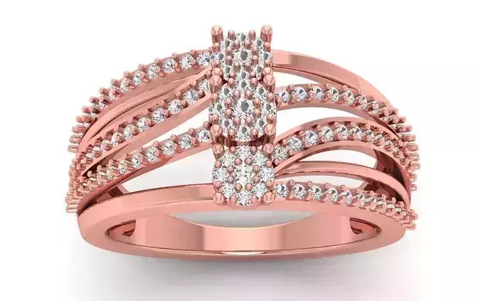 Solitaire Wedding Engagement Women Four Band Rings